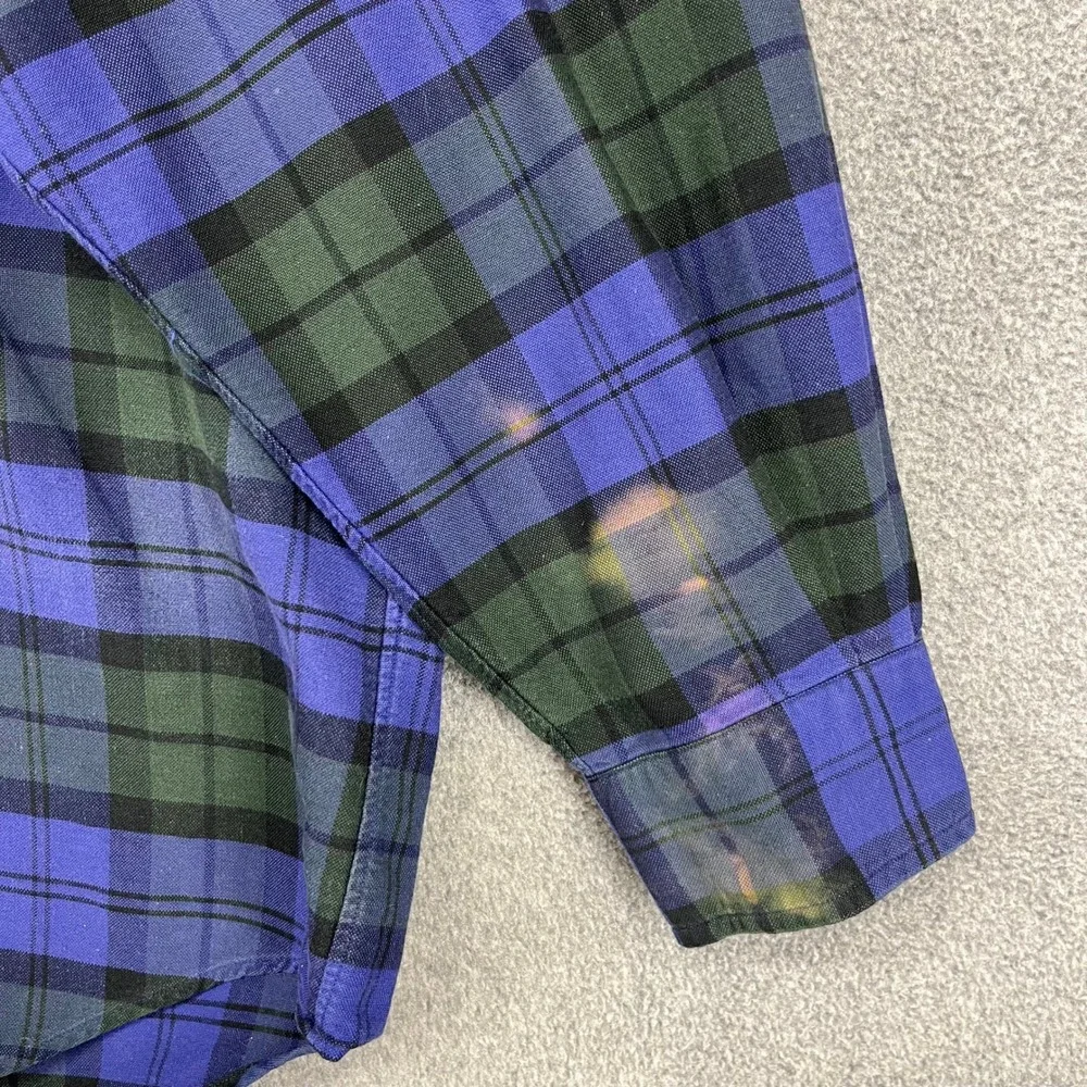 Polo Ralph Lauren Big Shirt Mens L Blue Green Plaid Black Watch 90s Oversized